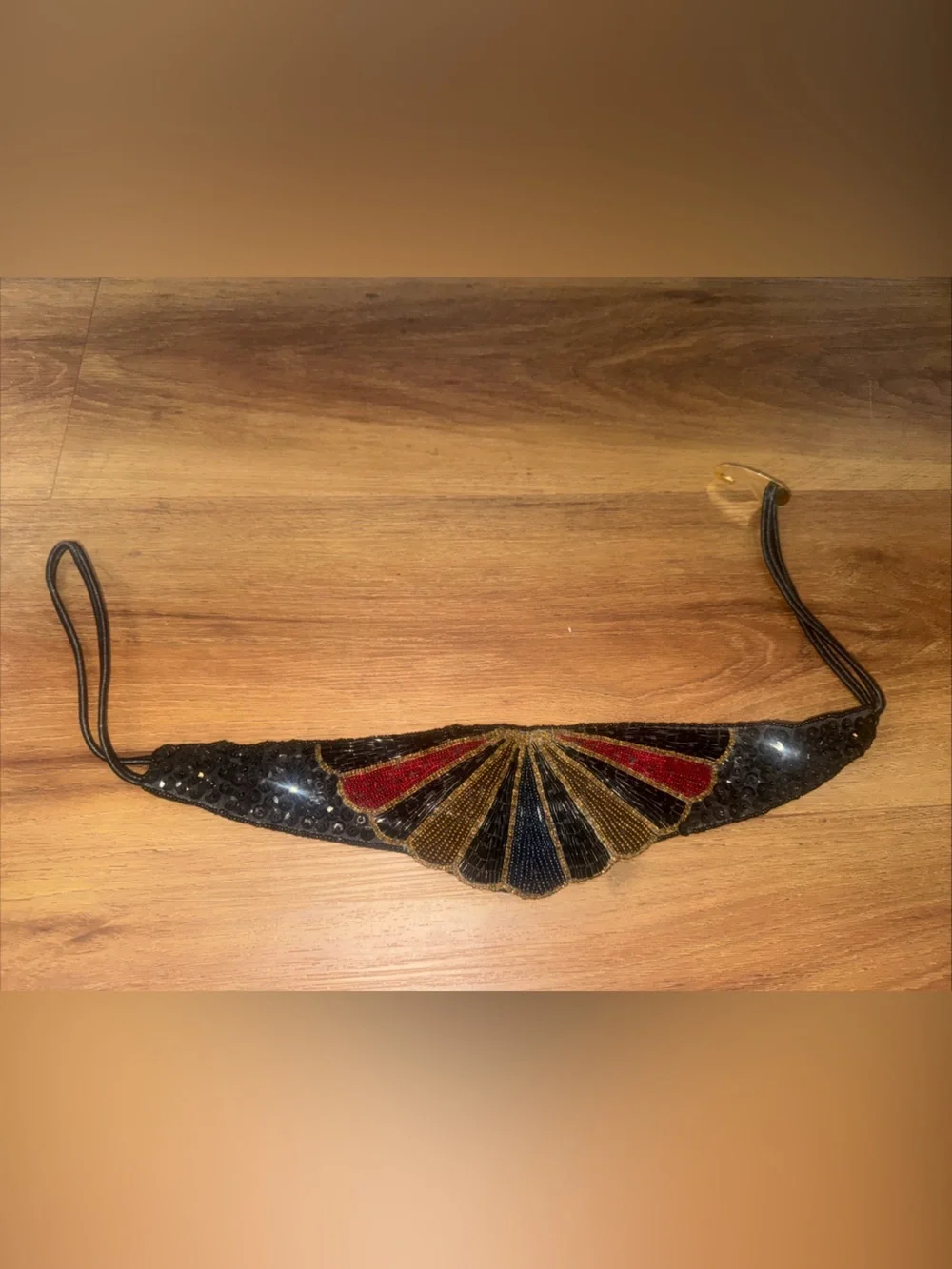 Vtg 70s Speyer Milor Ltd Handmade Chinese Glass Beaded Silk Cummerbund Belt
